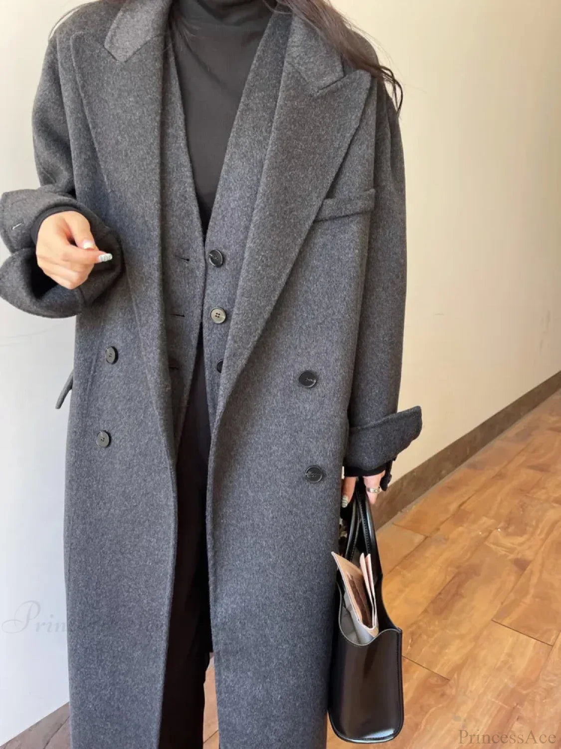 Elegant Luxury Double-Faced Wool and Cashmere Coat