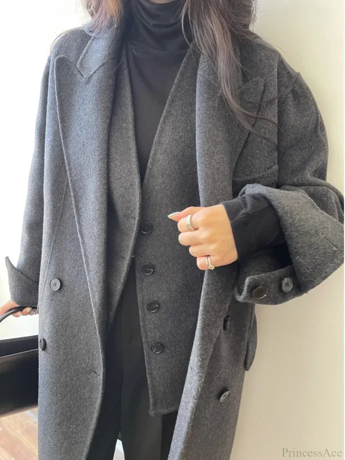 Elegant Luxury Double-Faced Wool and Cashmere Coat