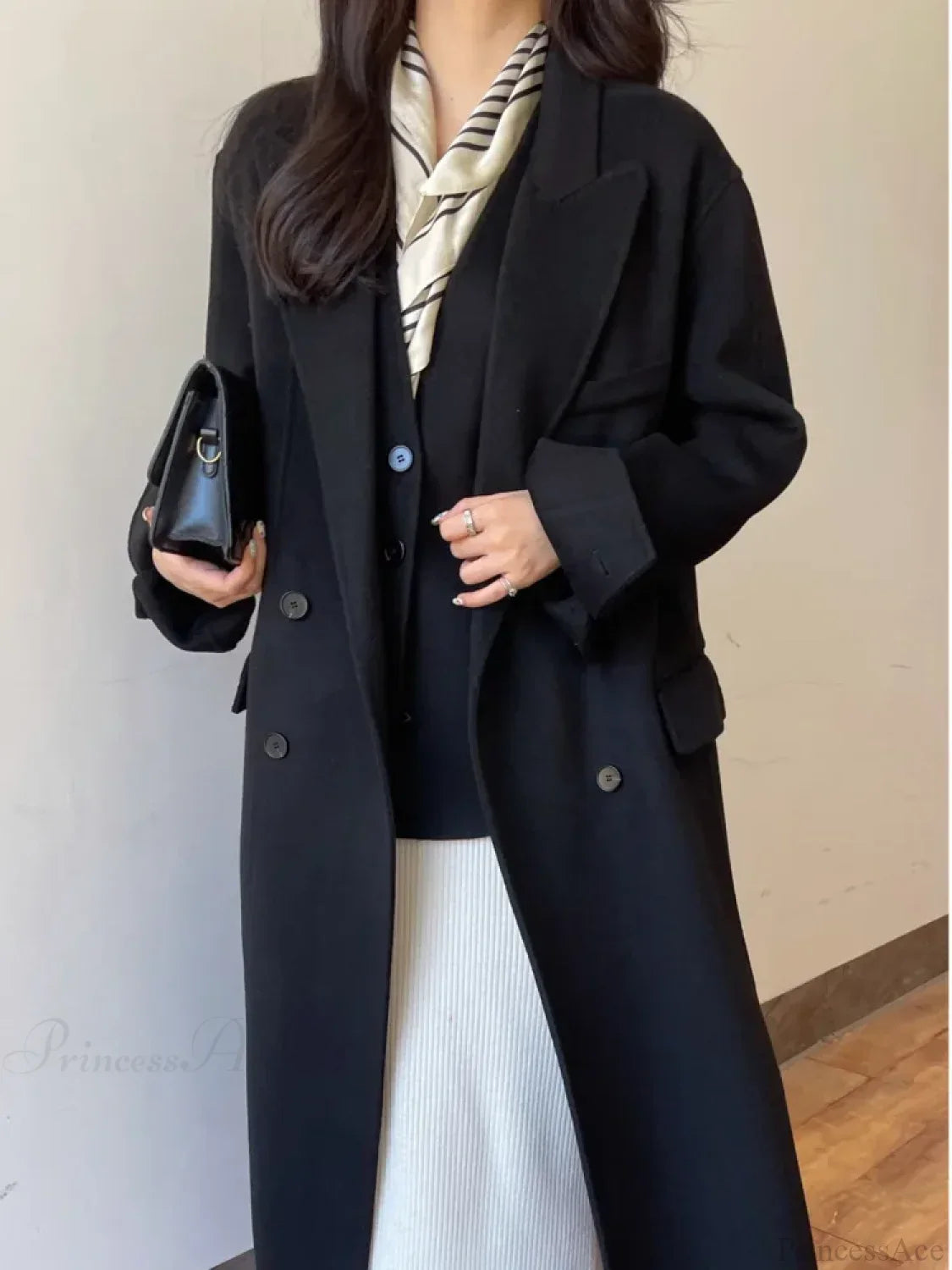 Elegant Luxury Double-Faced Wool and Cashmere Coat
