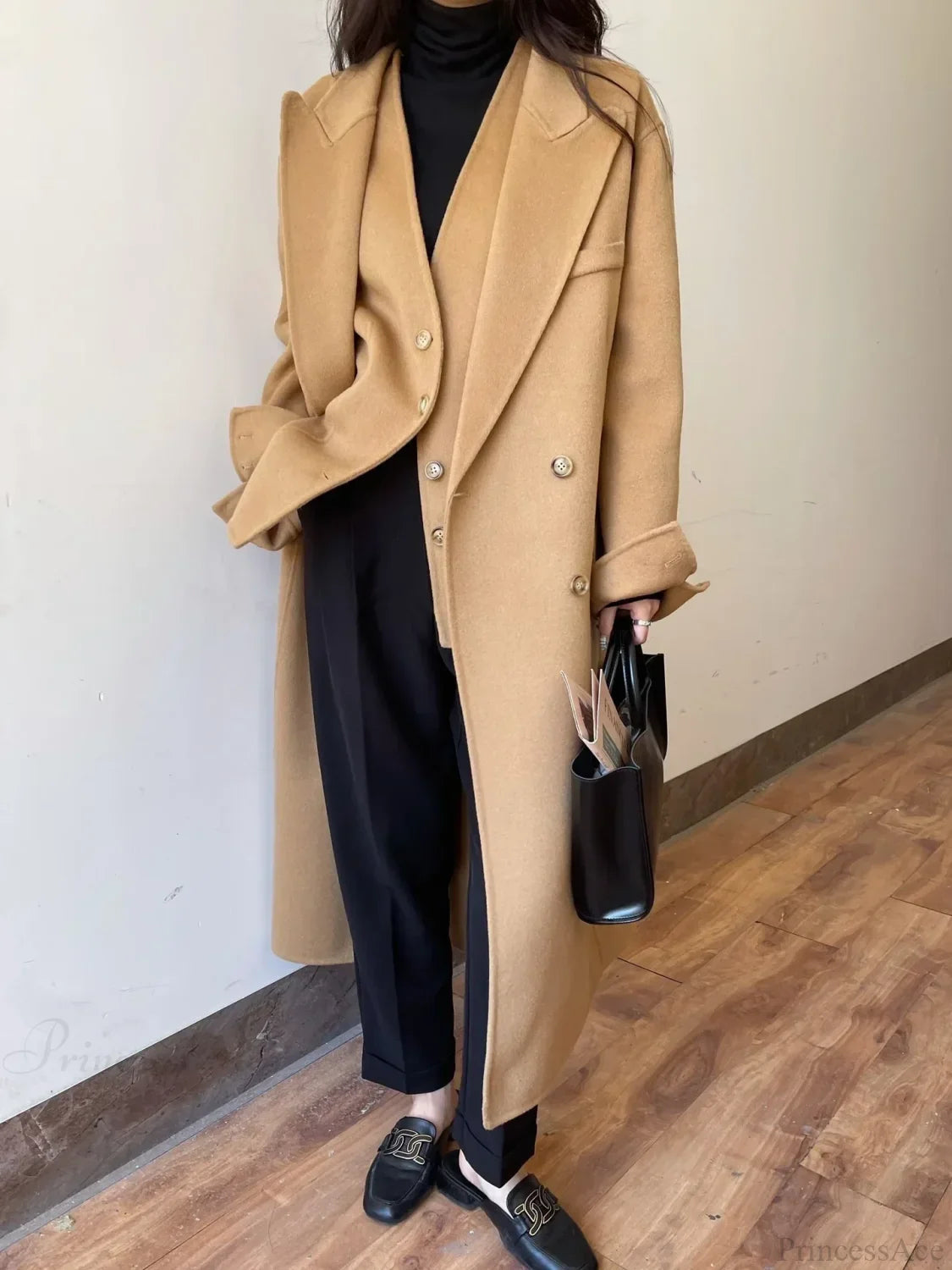 Elegant Luxury Double-Faced Wool and Cashmere Coat