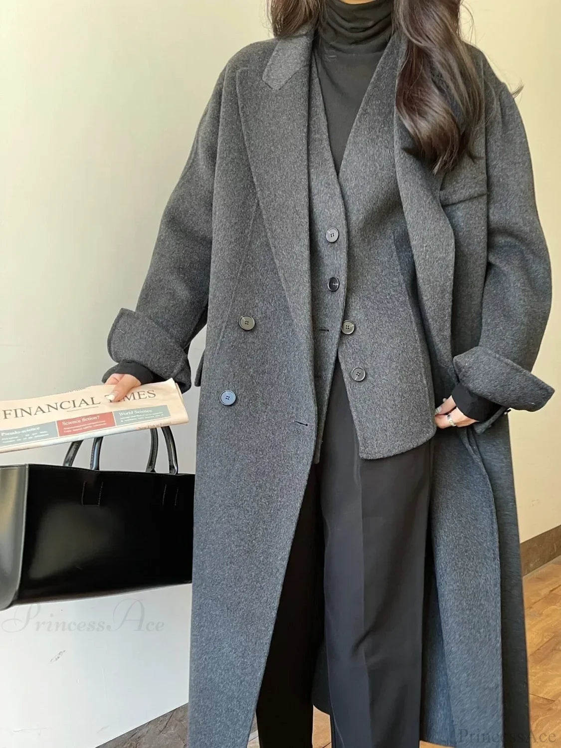 Elegant Luxury Double-Faced Wool and Cashmere Coat