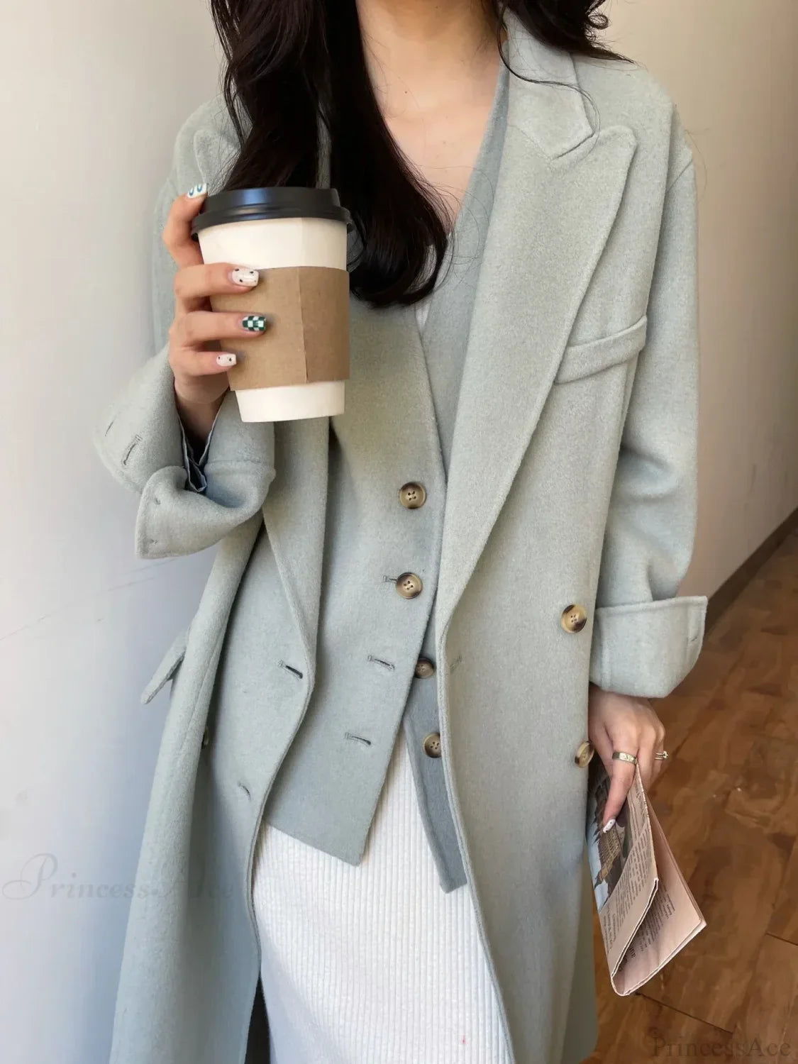 Elegant Luxury Double-Faced Wool and Cashmere Coat
