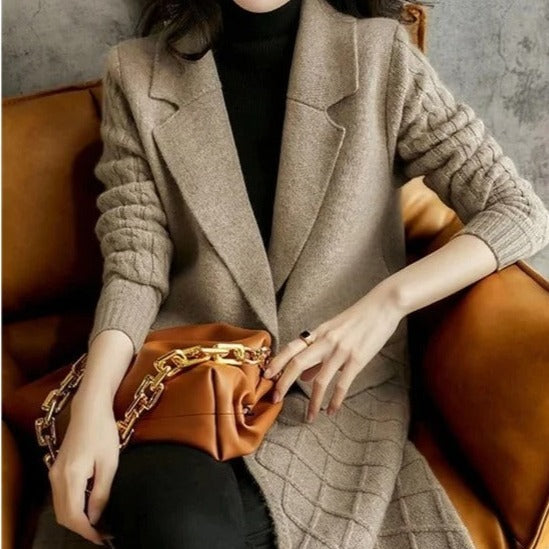 Cozy Women's Cable-Knit Sleeve Cardigan Coat