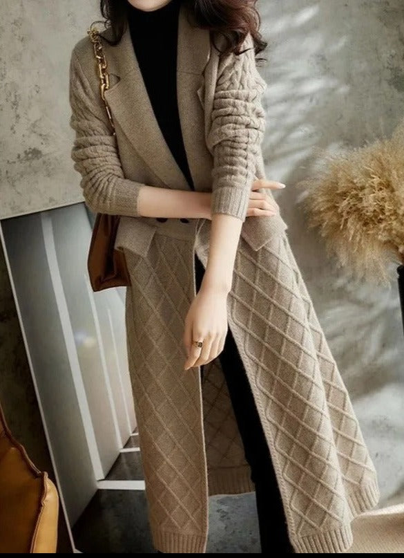 Cozy Women's Cable-Knit Sleeve Cardigan Coat