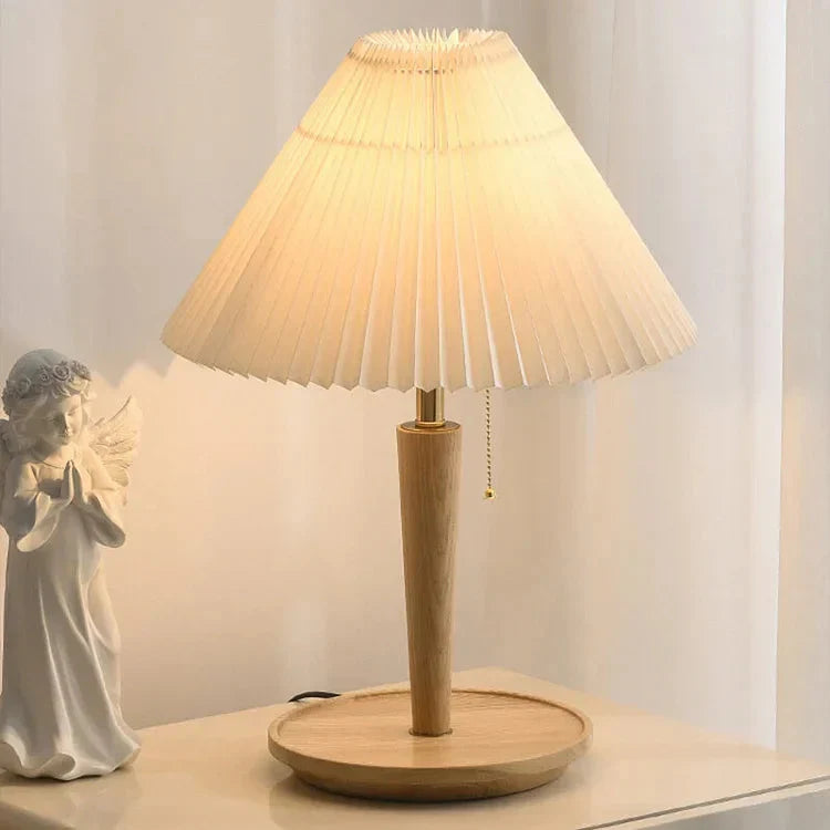 Elegant vintage table lamp made of noble pleated wood