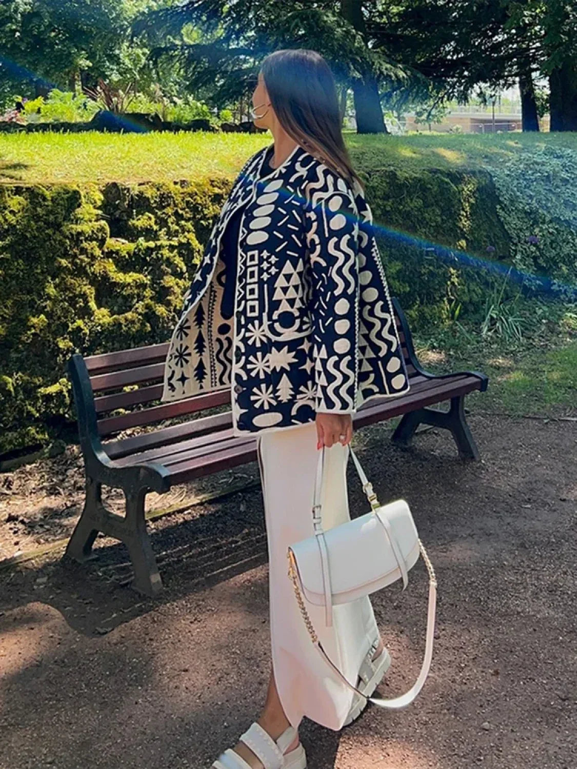 Cotton Round Neck Coat with Single Row Button Elegant and Comfortable