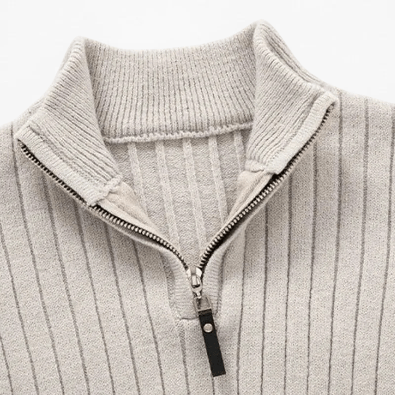 Rafael – Elegant half-zip knitted sweater with standing collar for stylish comfort