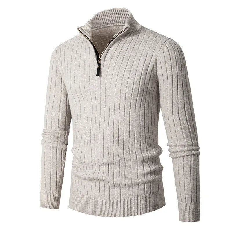 Rafael – Elegant half-zip knitted sweater with standing collar for stylish comfort