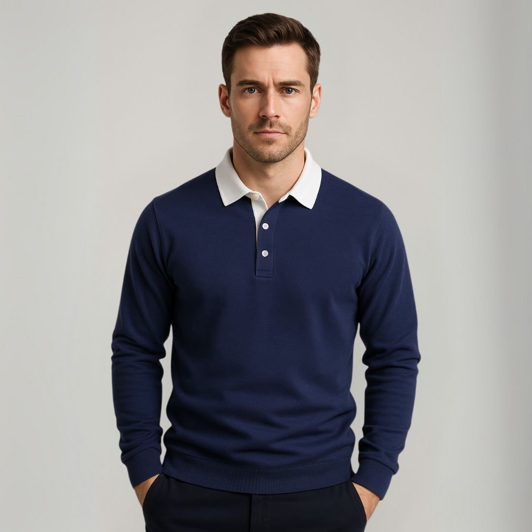 Rainer - Elegant classic long-sleeve polo sweater for stylish looks