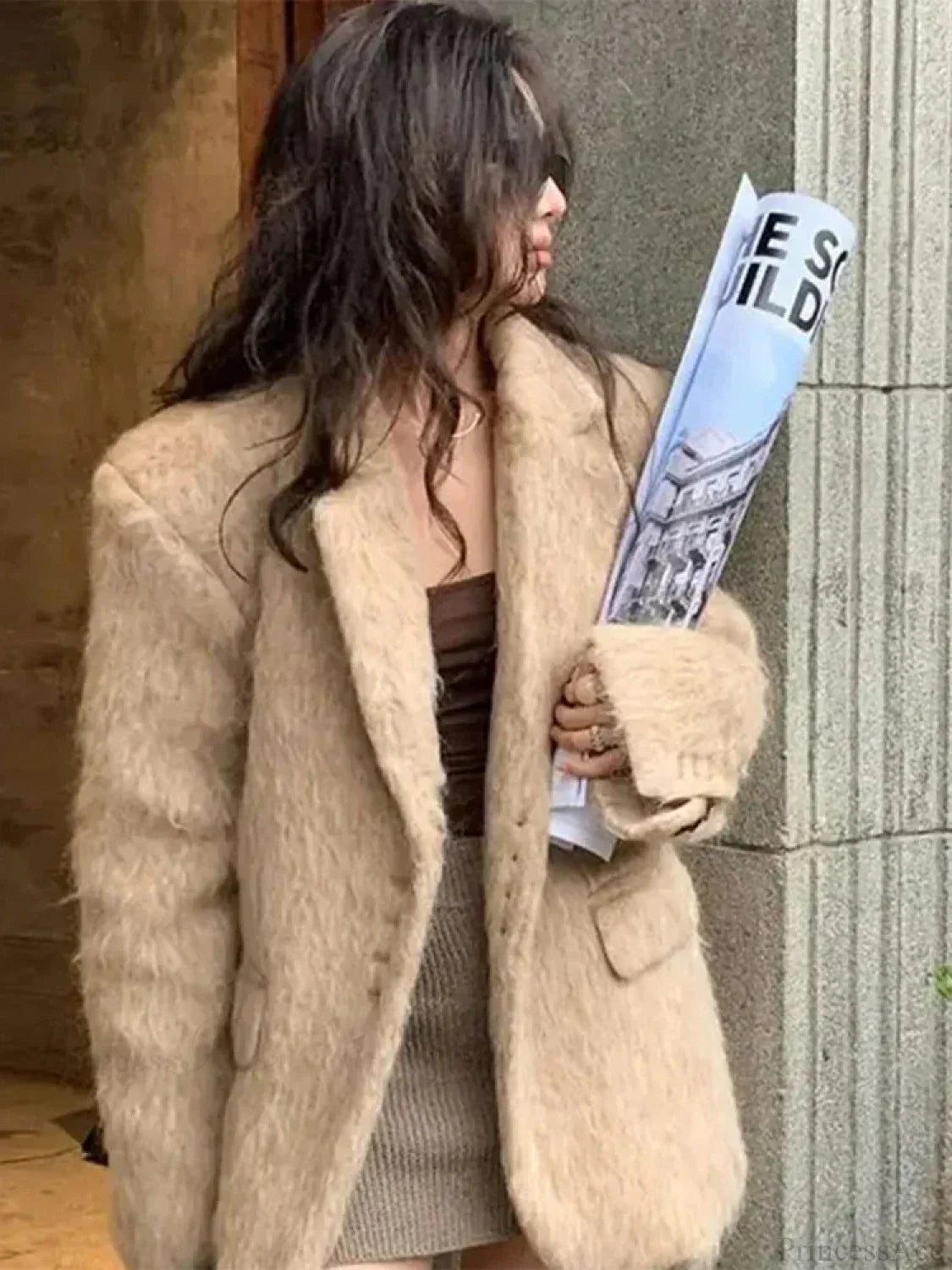 Elegant Retro Wool Button-Down Overcoat for Timeless Style