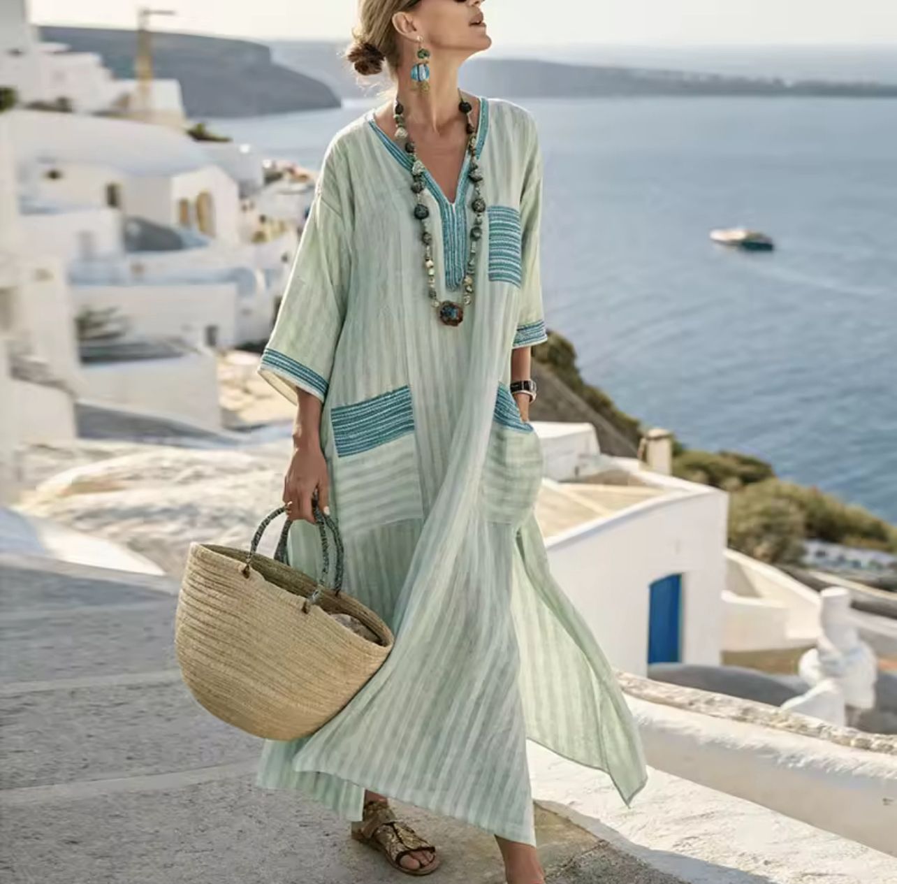 Elegant Mary - Long Strand Dress for a Chic Summer Look