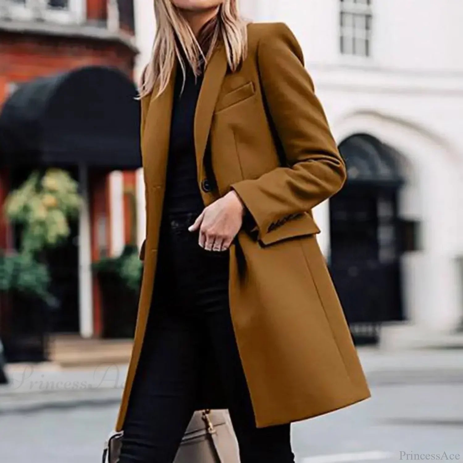 Single-button wool blazer, stylish jacket and overcoat