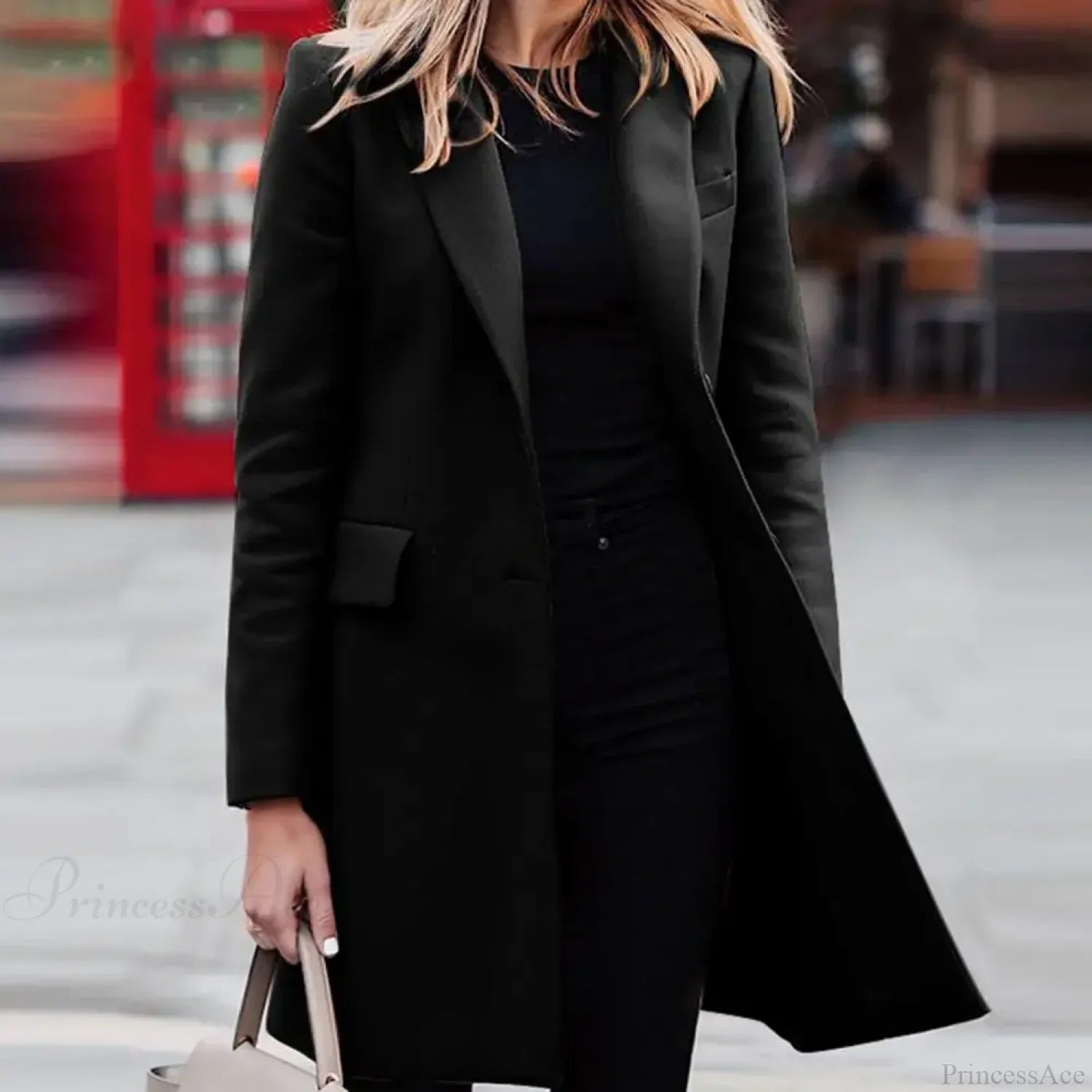 Single-button wool blazer, stylish jacket and overcoat