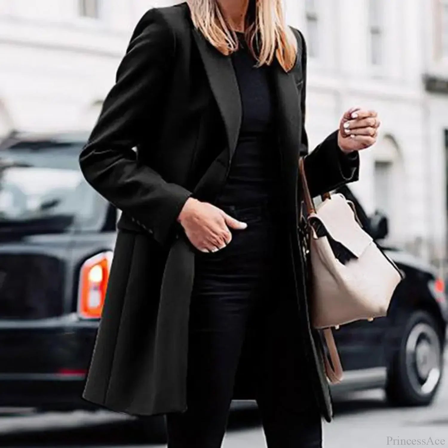 Single-button wool blazer, stylish jacket and overcoat