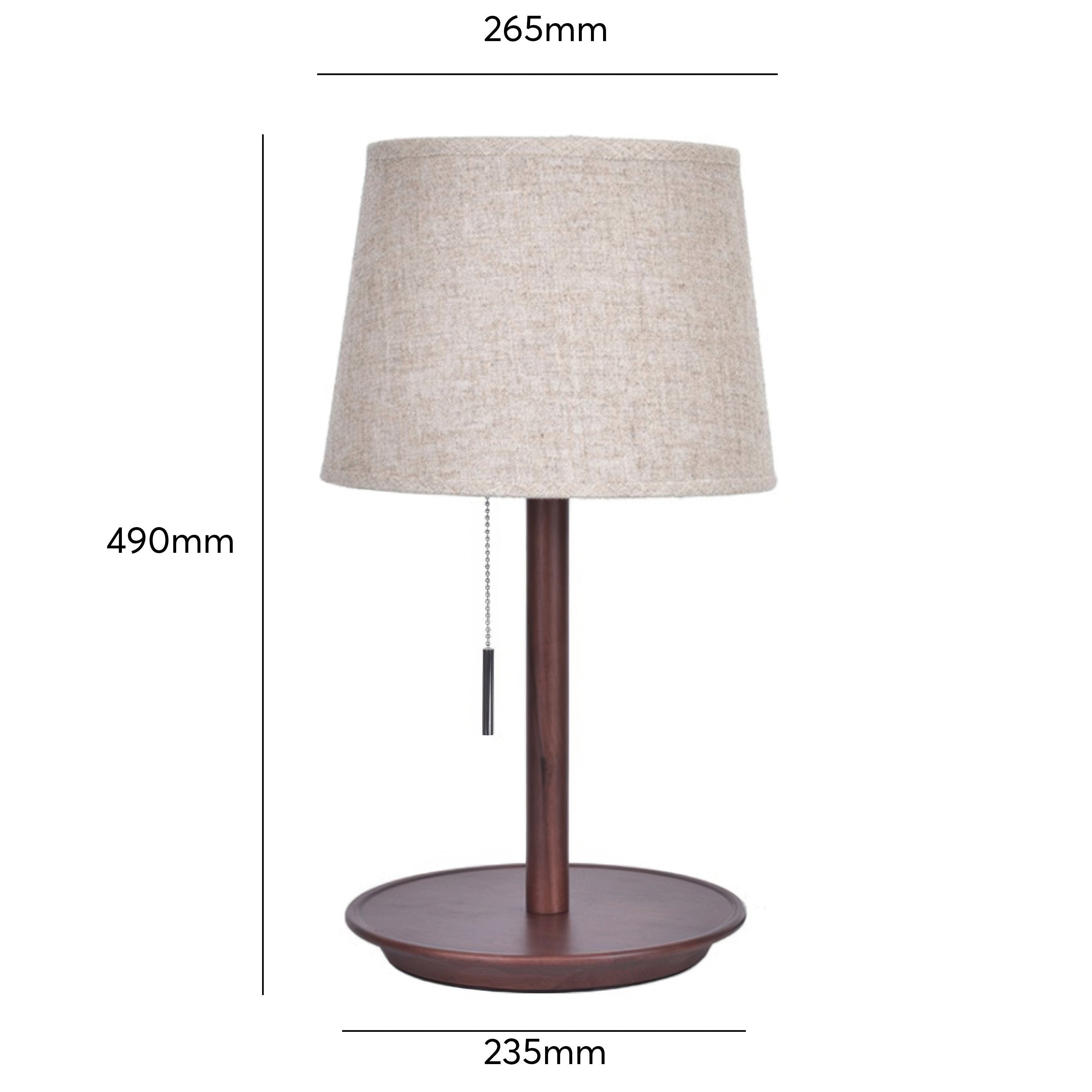 Elegant Gentle Glow Lamp made of Nordic Walnut wood with noble fabric accents