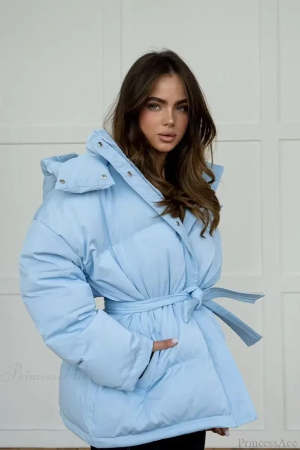 Solid Color Puffer Jacket with Hood and Zipper Closure for Maximum Comfort