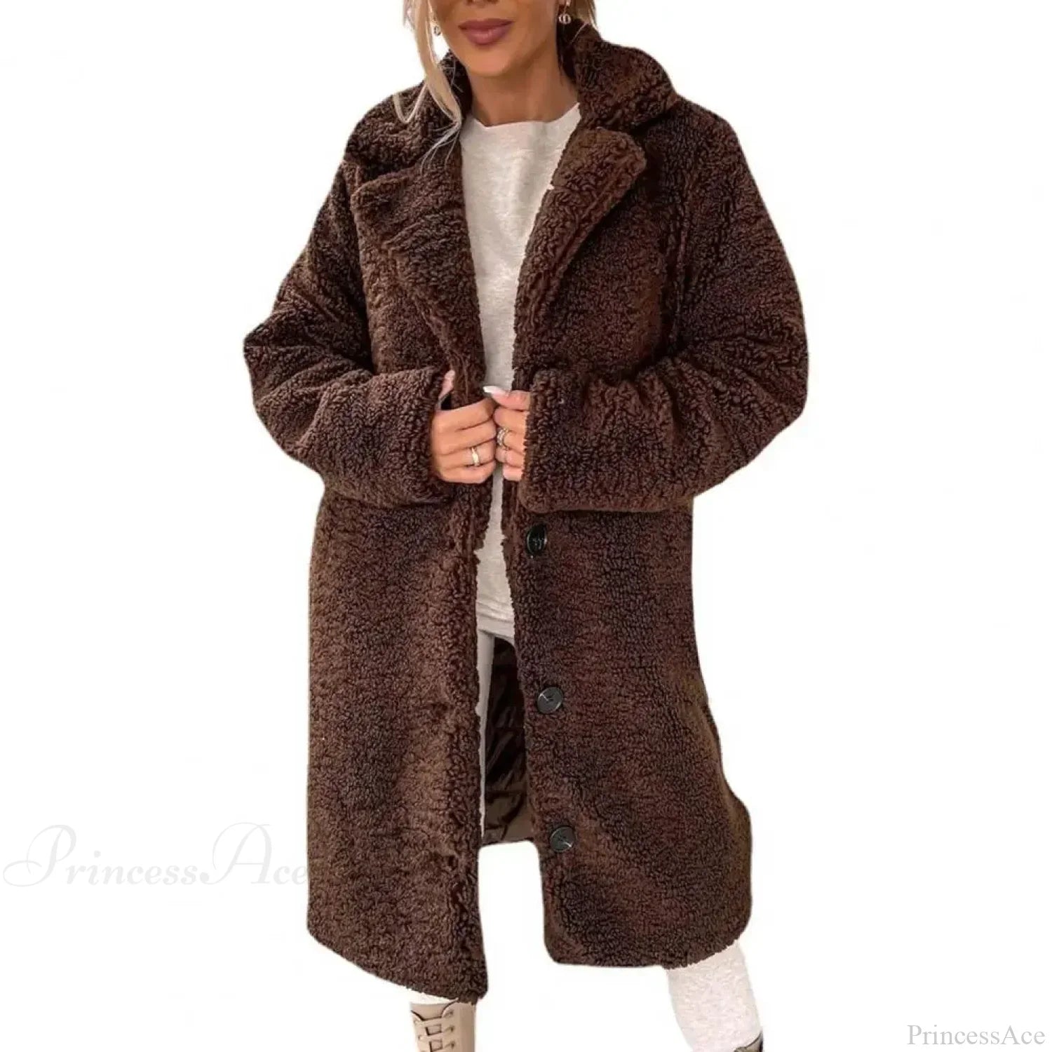 Elegant Solid Woolen Belted Coat for a Classic, Cozy Look