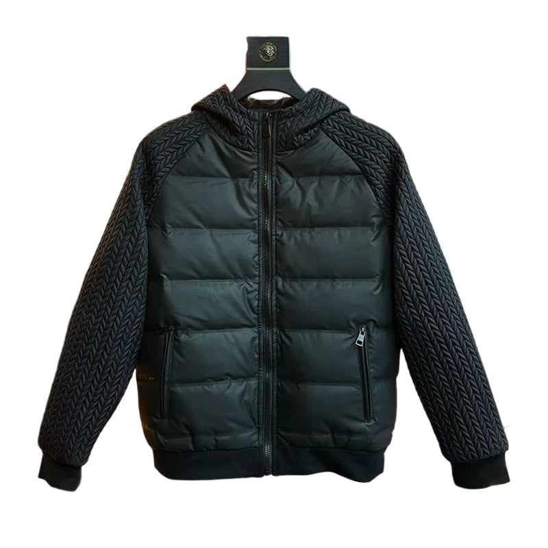 Thermal Jacket with a Quilted Hood and Wind Protection