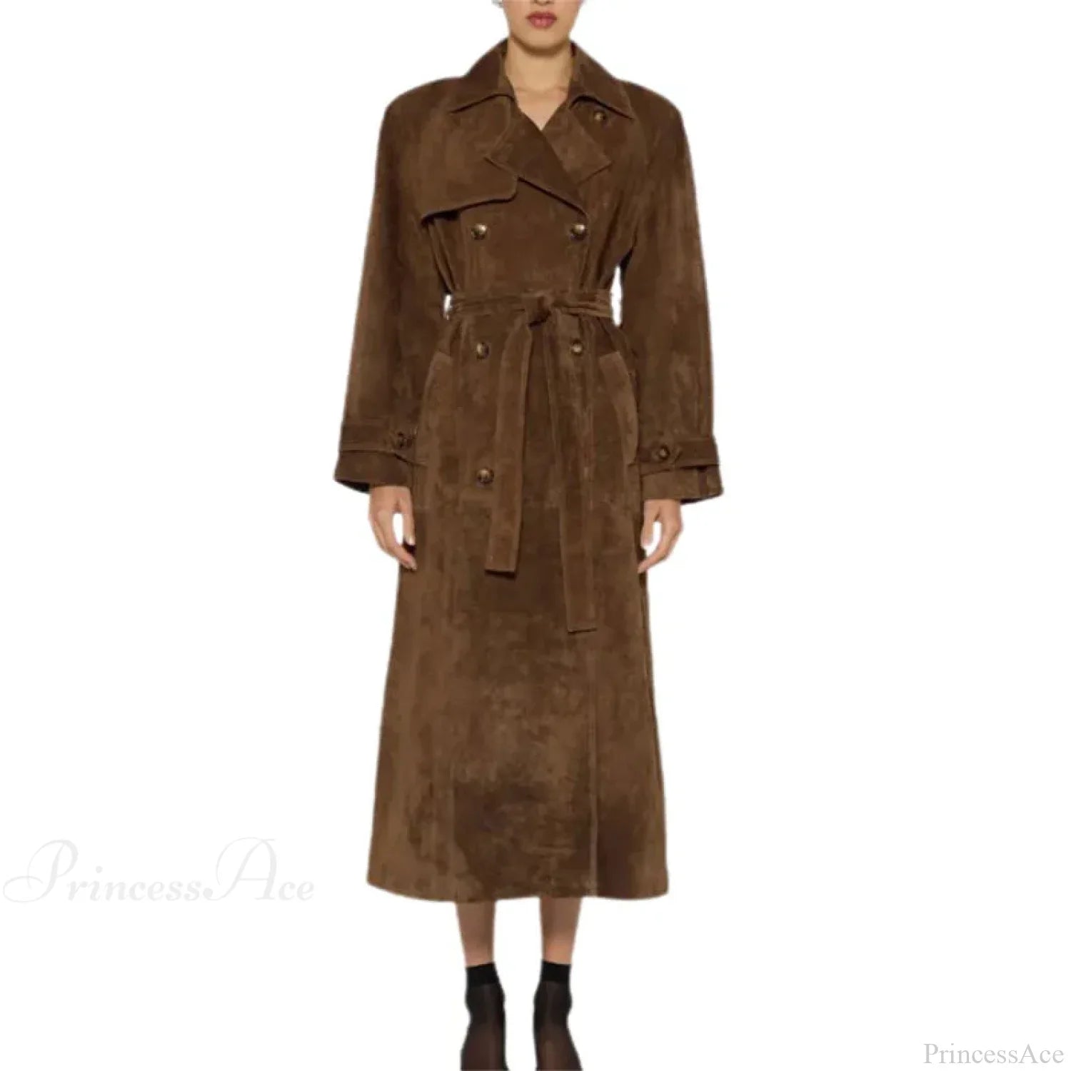 Luxurious Suede Coat with Chocolate Belt