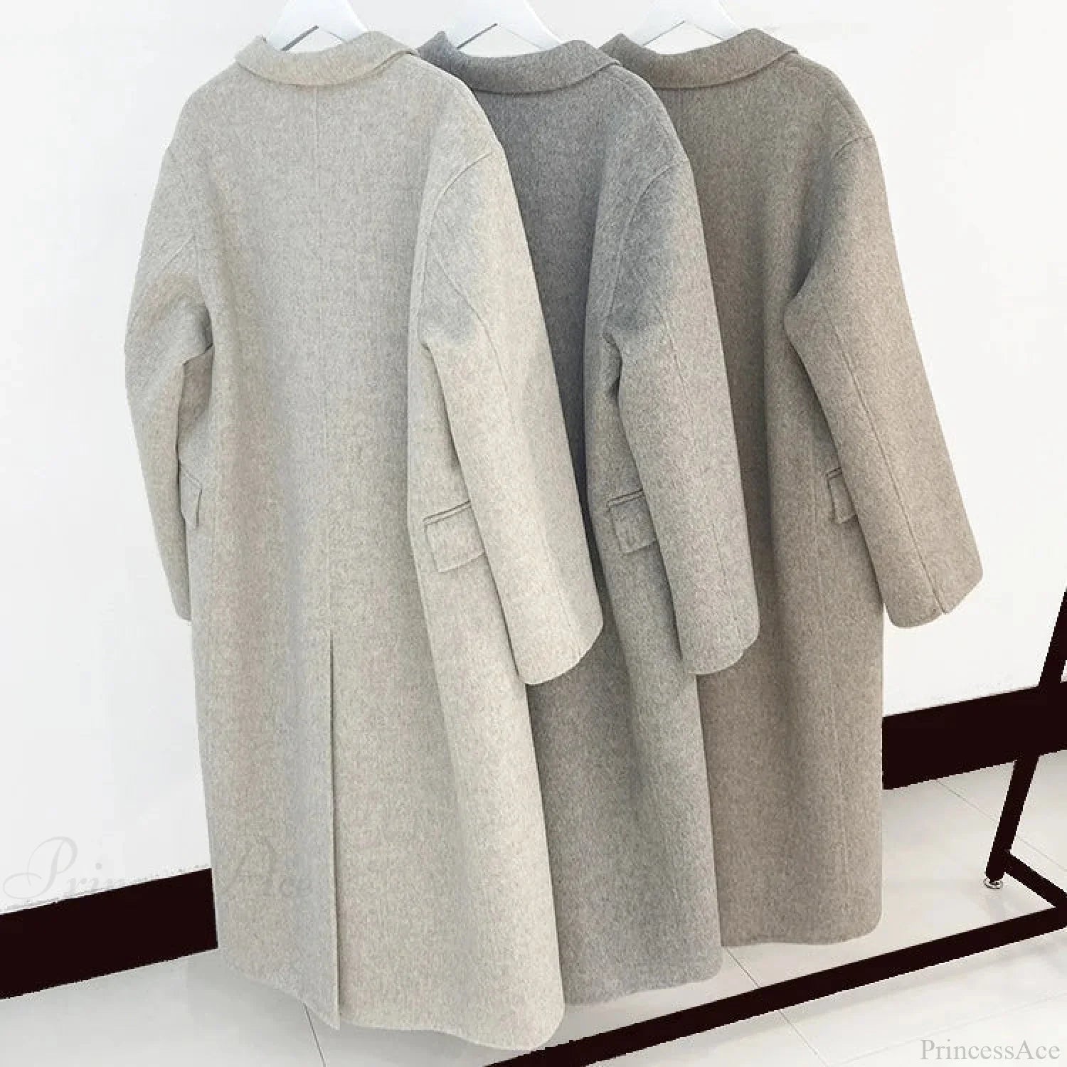 Elegant Turn-Down Collar Cashmere Wool Overcoat for Timeless Style