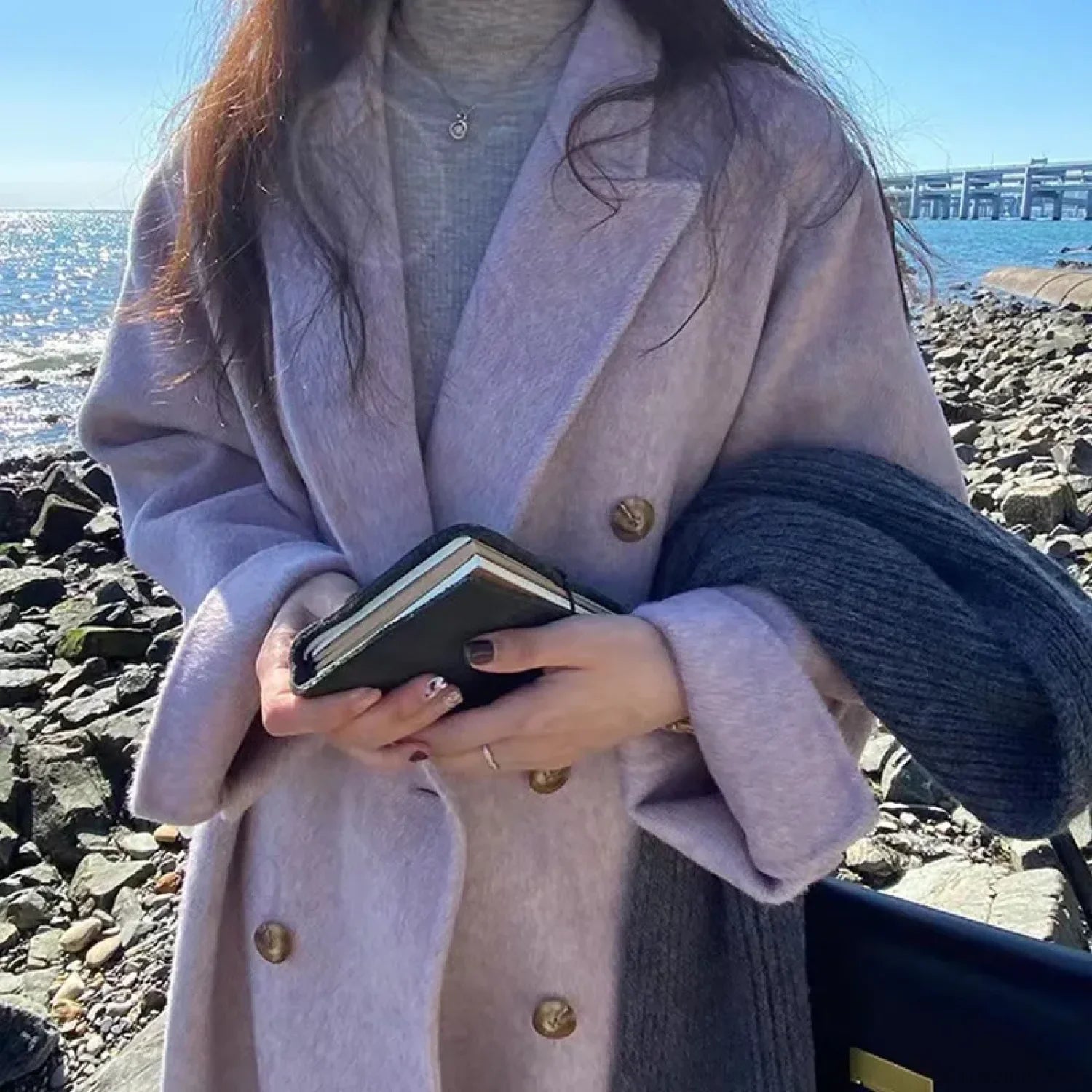 Elegant Turn-Down Collar Cashmere Wool Overcoat for Timeless Style