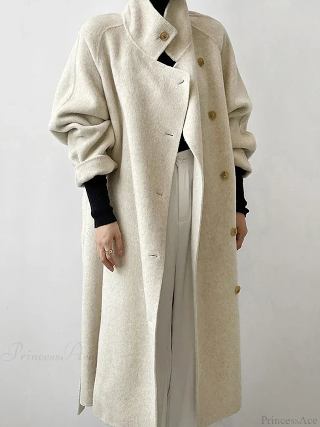 Wool cardigan with turtleneck and single-button overcoat