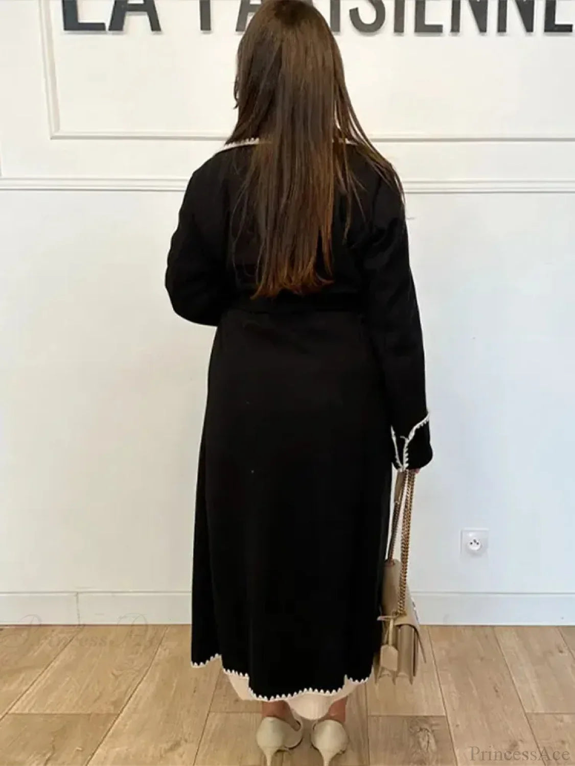 Vintage Patchwork Wool Coat with Belt