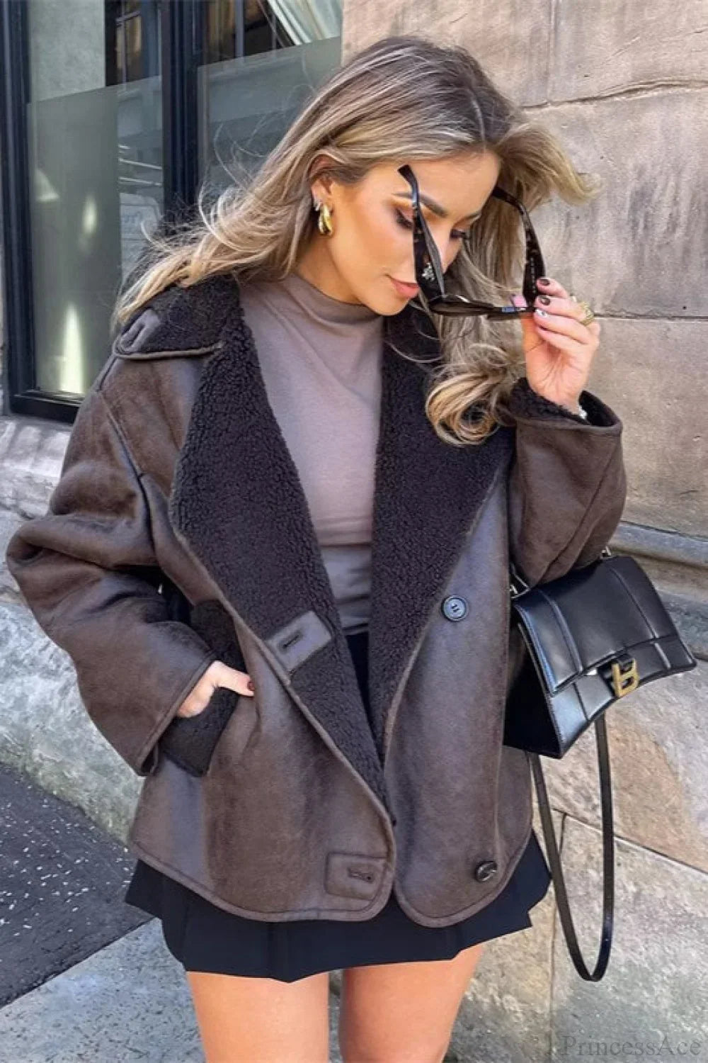 Vintage Reversible Fleece Coat, Warm and Elegant, Loose Fit and Fashionable