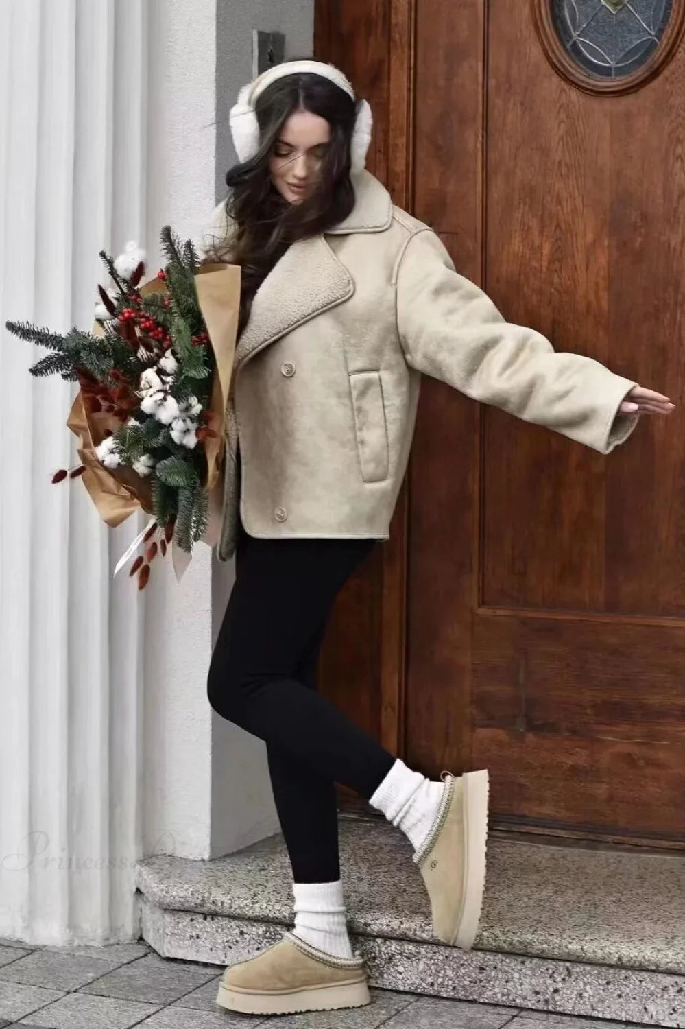 Vintage Reversible Fleece Coat, Warm and Elegant, Loose Fit and Fashionable