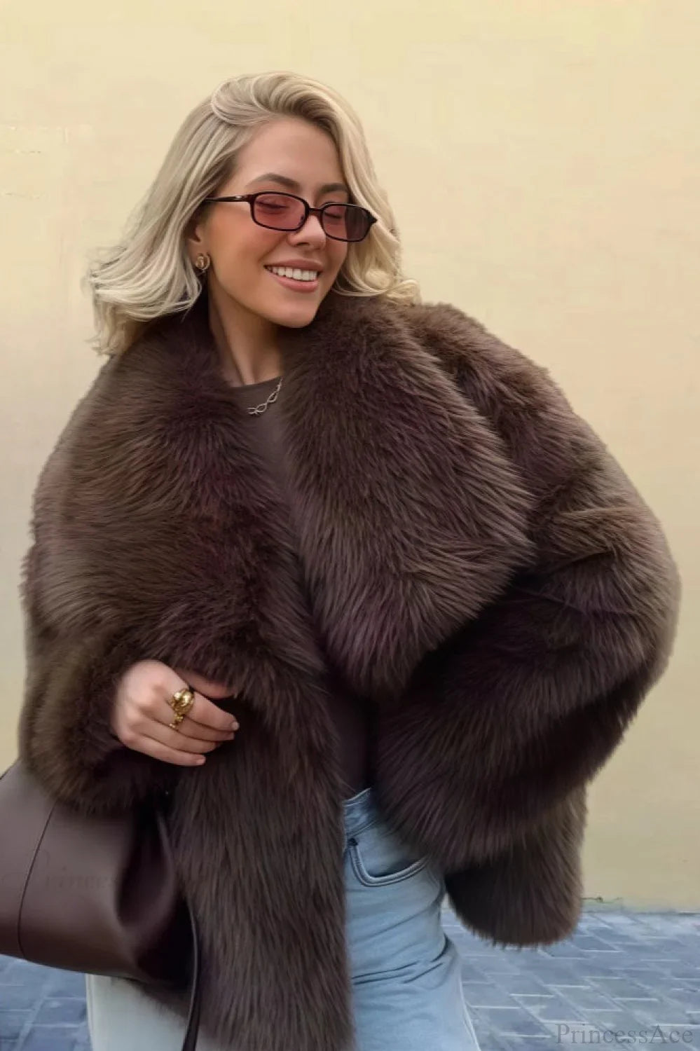 Vintage Solid Color Minimalist Faux Leather Coat