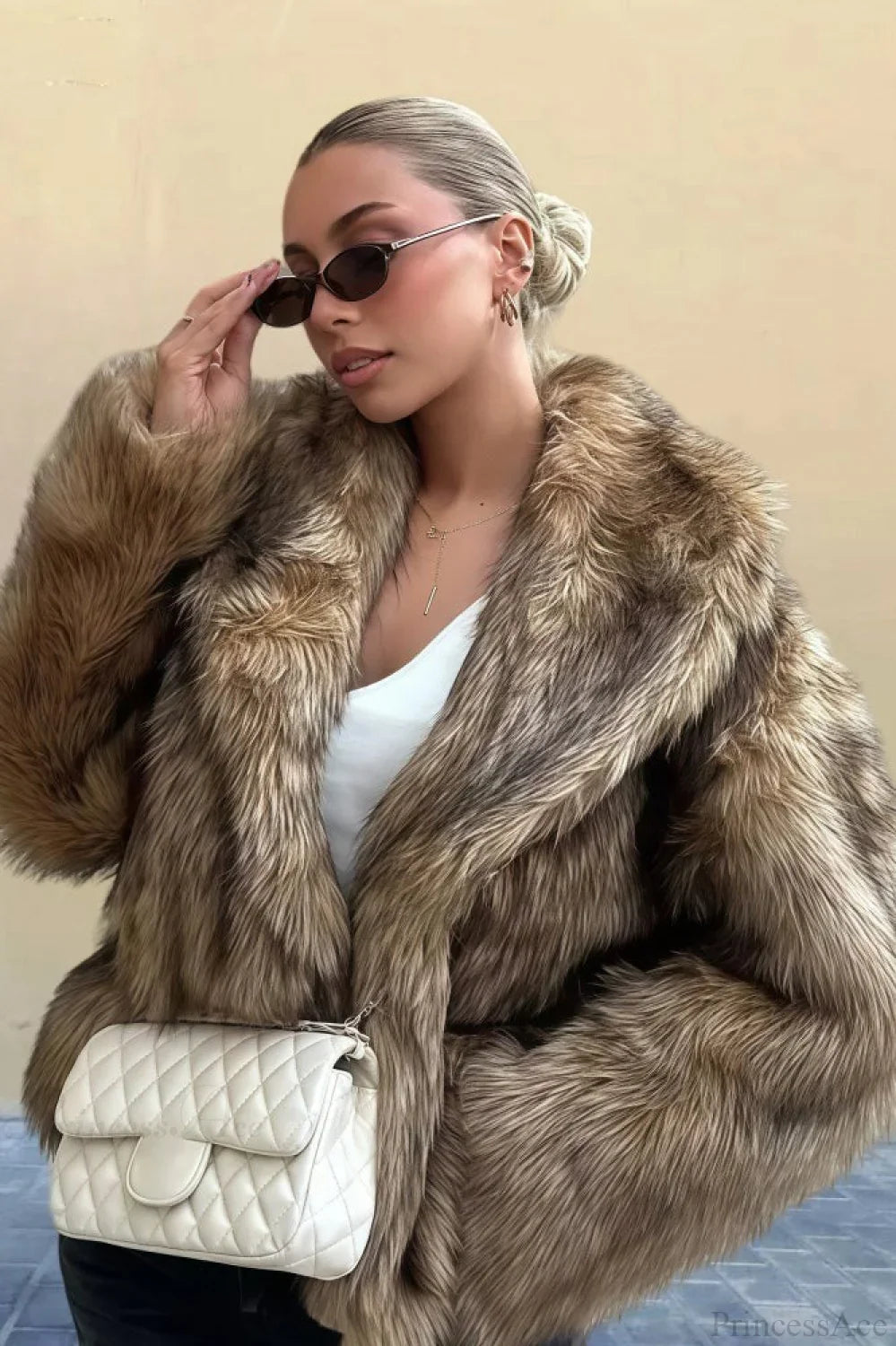 Vintage Solid Color Minimalist Faux Leather Coat