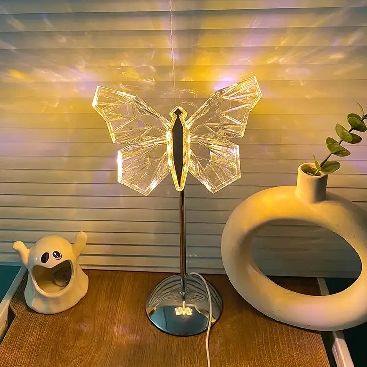 Elegant butterfly crystal table lamp for stylish living ambiance
