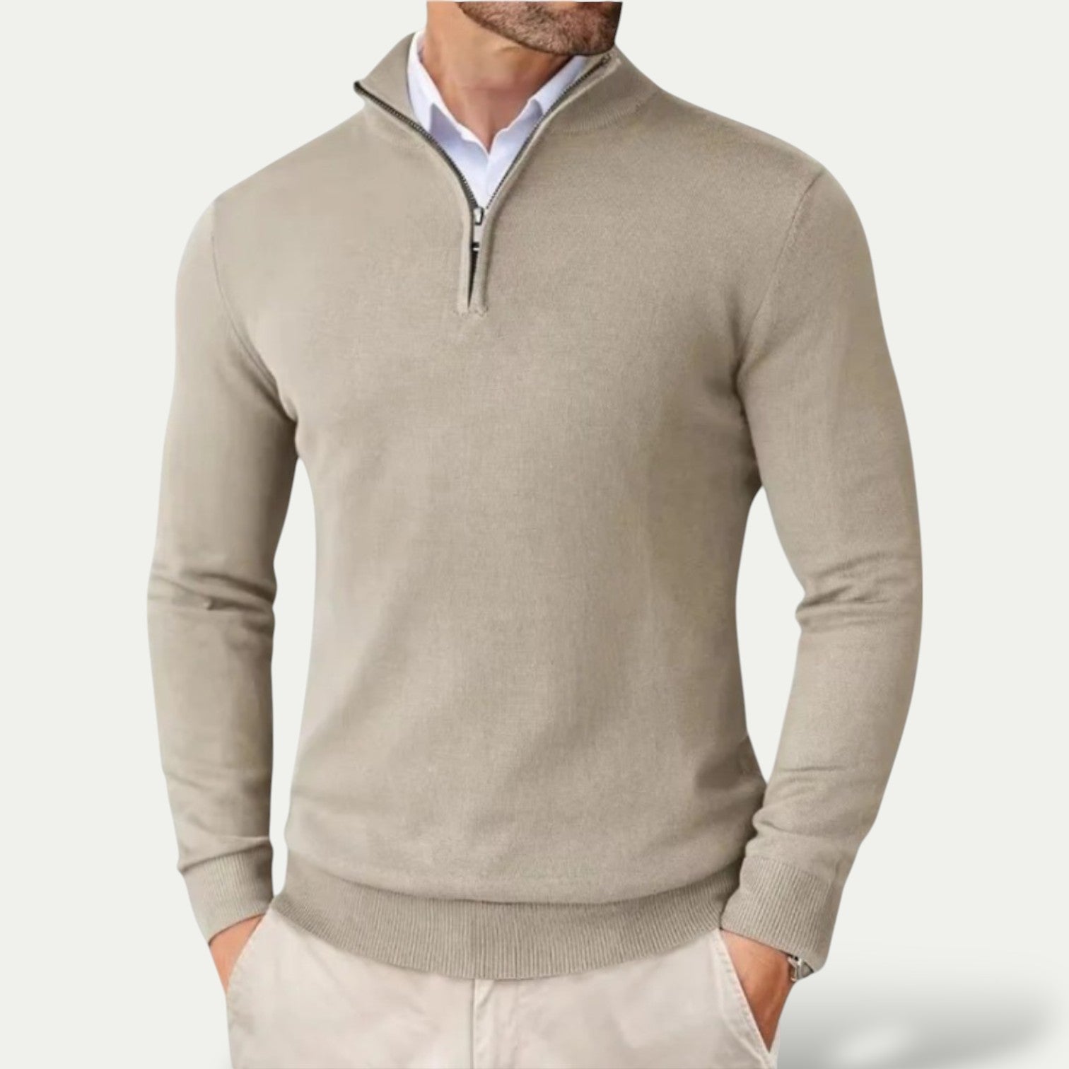 Werner - Elegant Cashmere Half-zip Sweater with Long-Sleeve Comfort