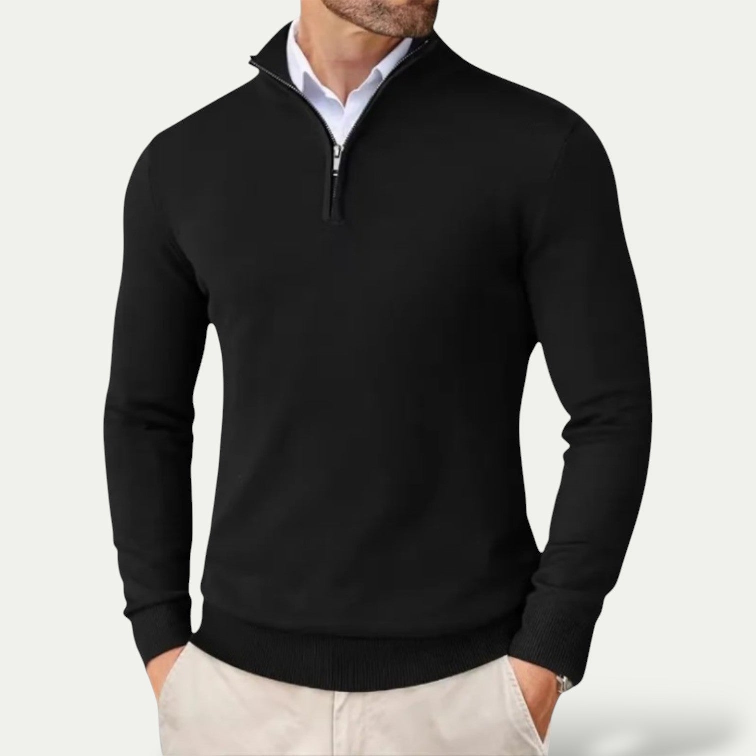 Werner - Elegant Cashmere Half-zip Sweater with Long-Sleeve Comfort