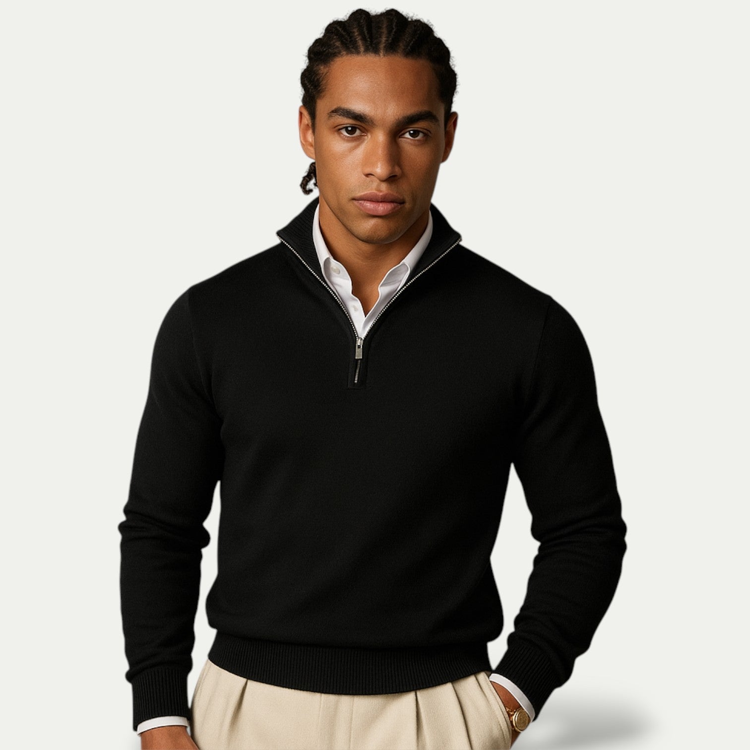Werner - Elegant Cashmere Half-zip Sweater with Long-Sleeve Comfort