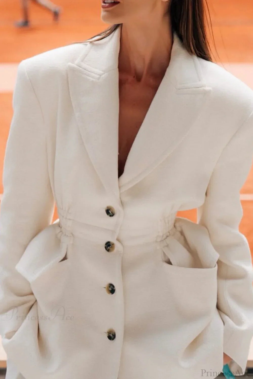 Versatile and Elegant White V-Neck Blazer