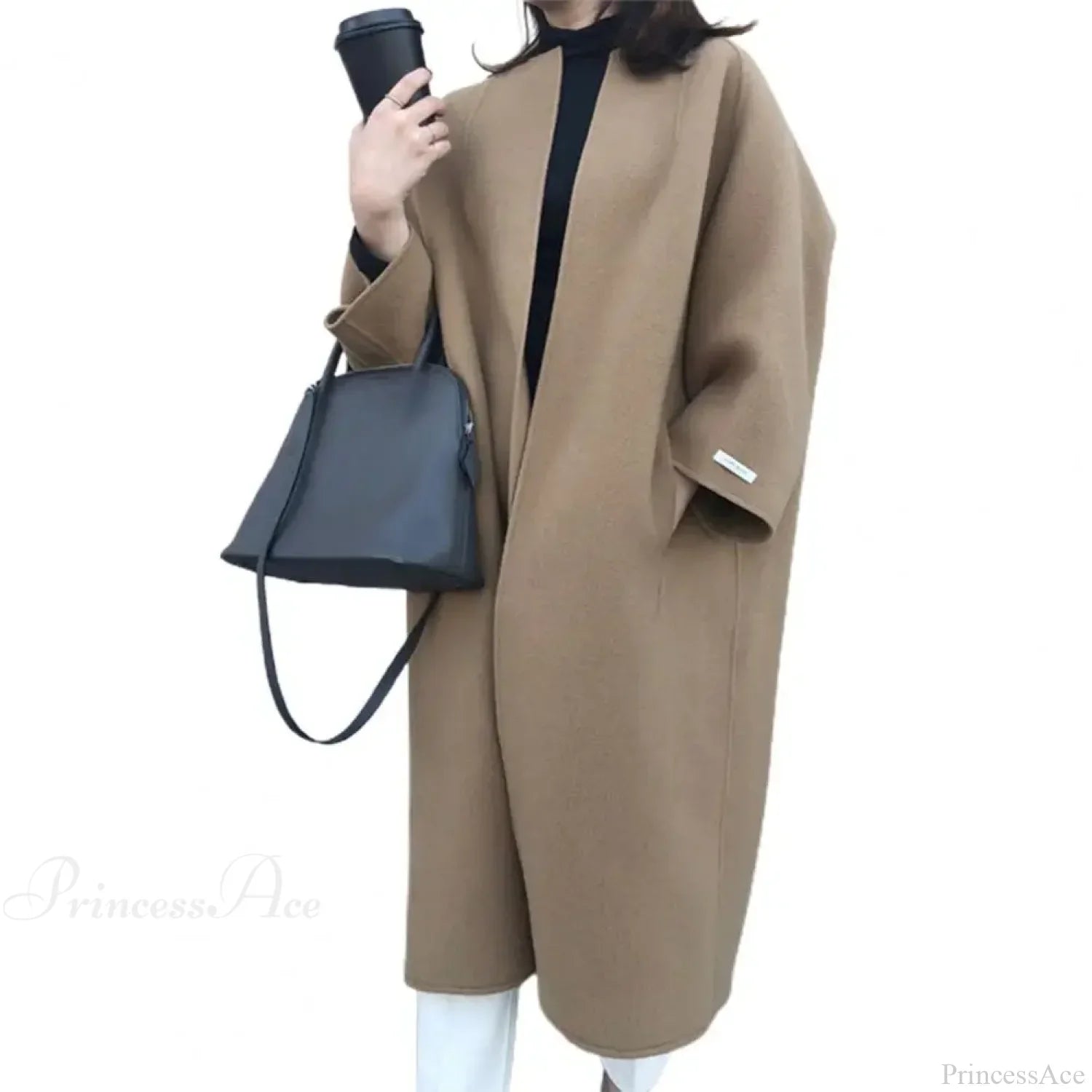 Solid Color Wool Cardigan and Long Outer Coat