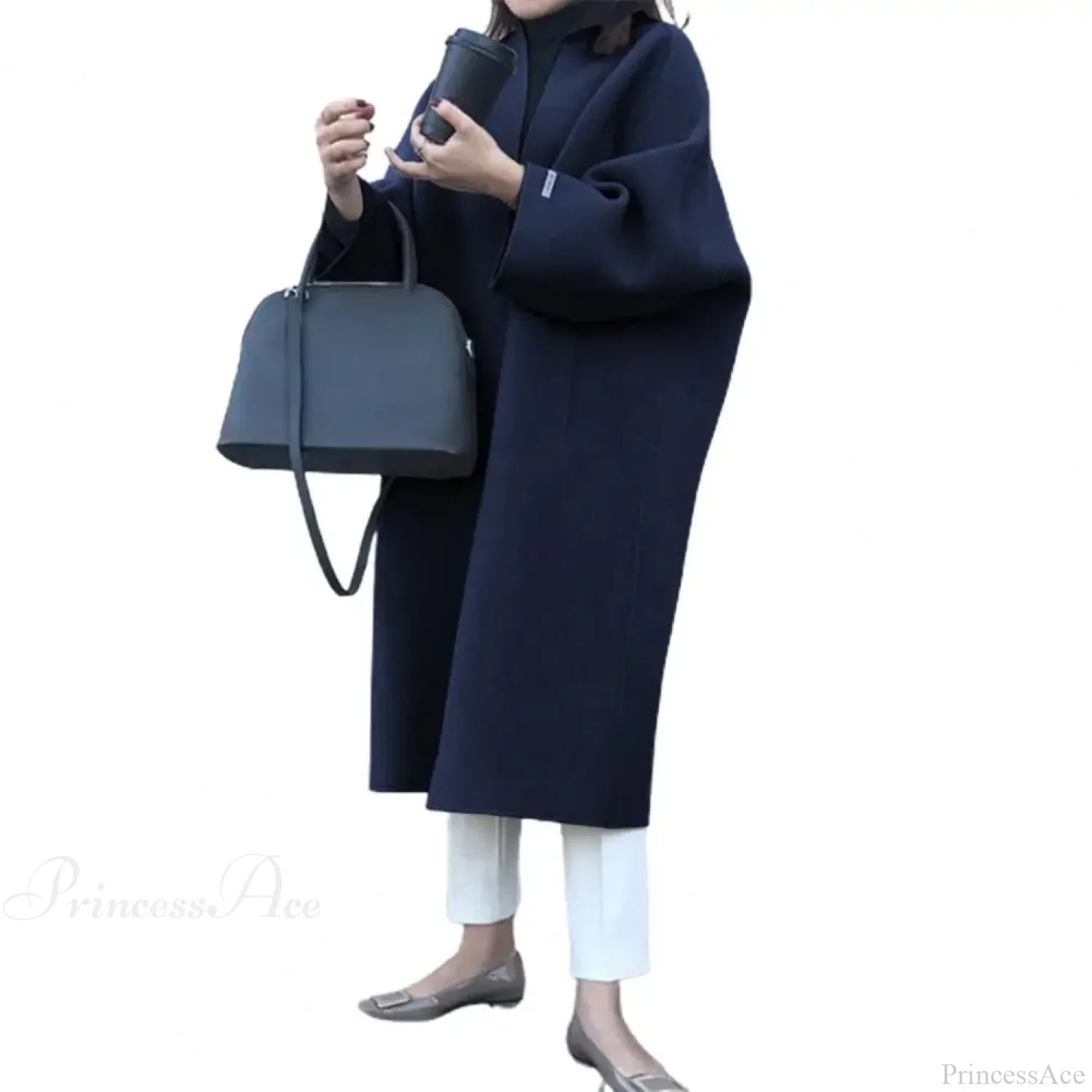 Solid Color Wool Cardigan and Long Outer Coat