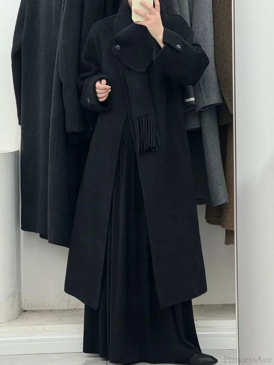Wool Coat with Single Button Full Sleeves