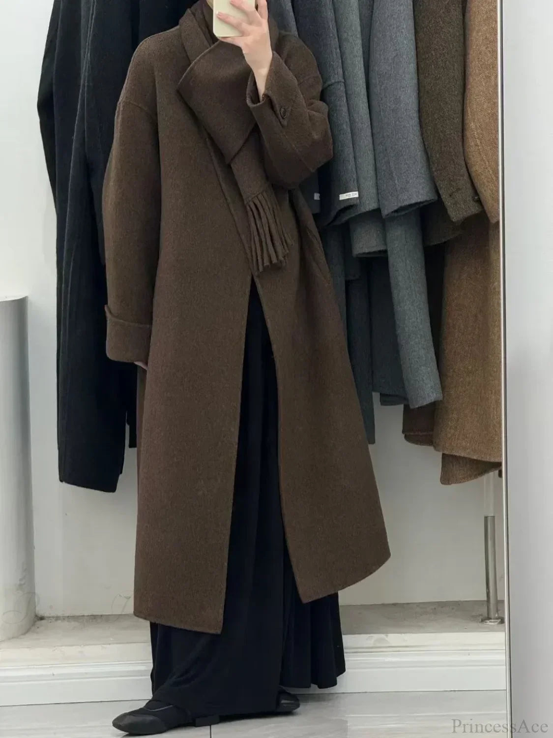 Wool Coat with Single Button Full Sleeves