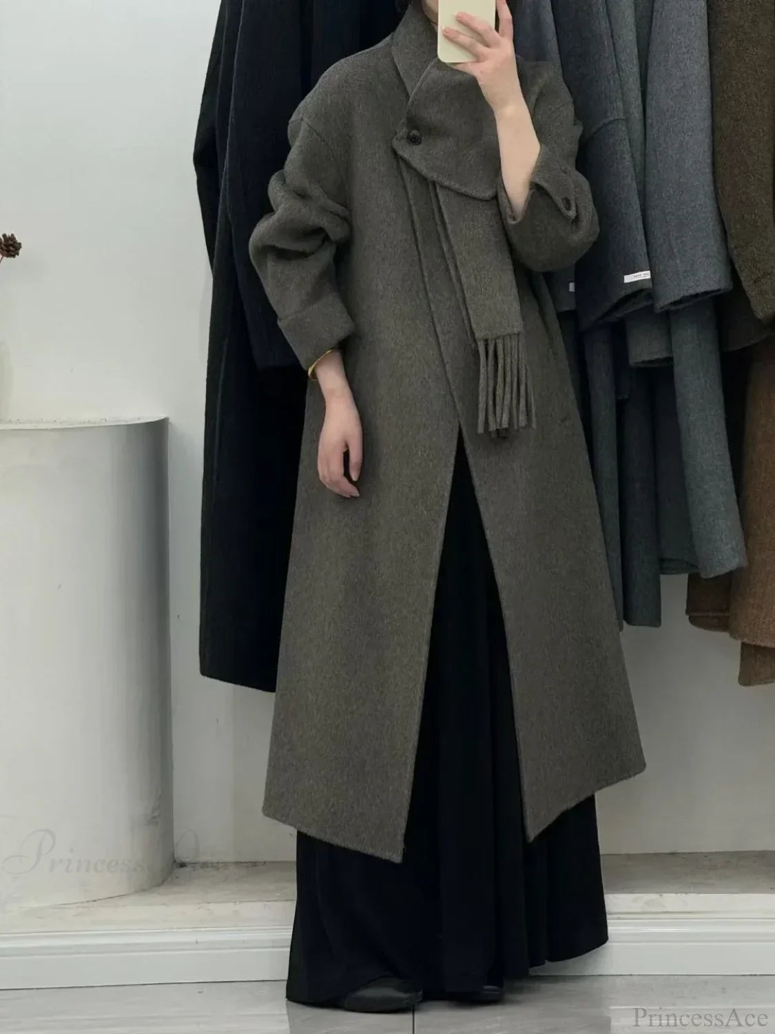 Wool Coat with Single Button Full Sleeves